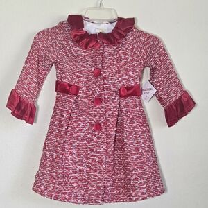 Blueberi Gold Red Tweed Coat Dress Set (Size 5)